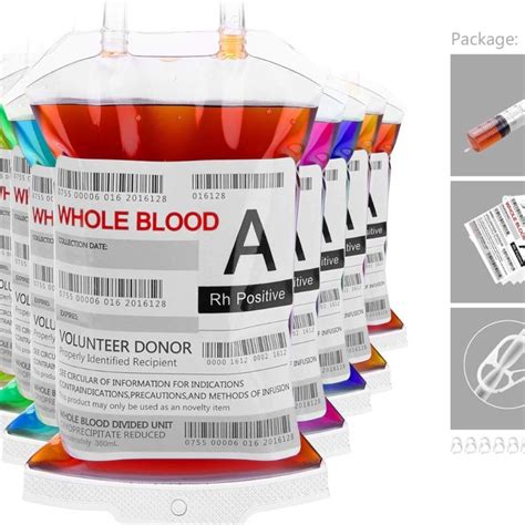 WYNK Blood Bags for Drinks, 10 IV Bags for Halloween Party 